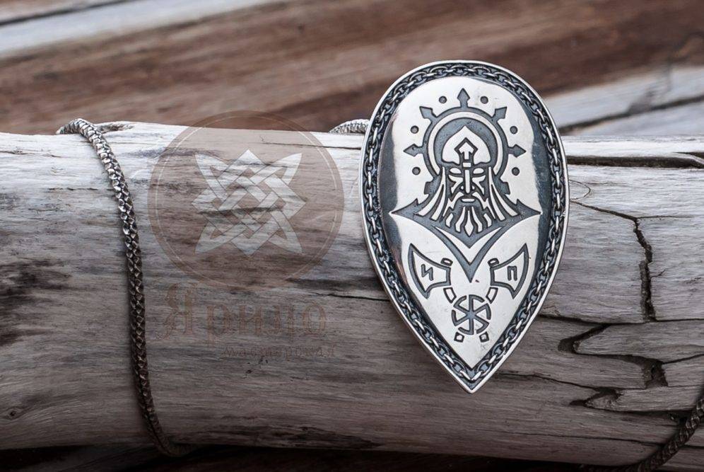 Оберег Щит Перуна серебро 925, мужской славянский кулон, Мастерская Ярило