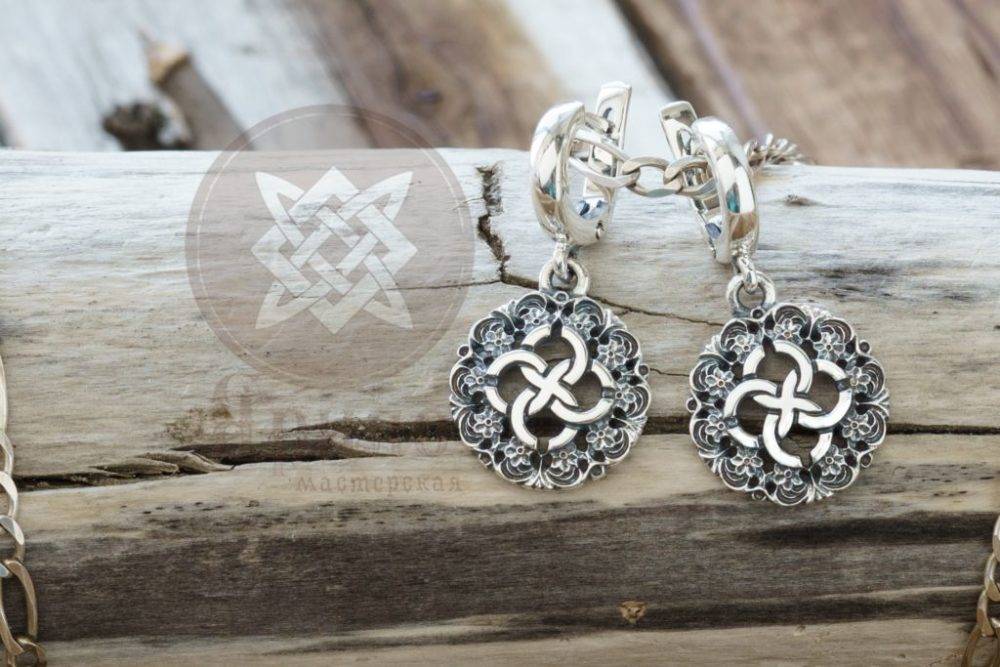 Серьги Свадебник серебро 925, женский оберег семьи и любви, Мастерская Ярило
