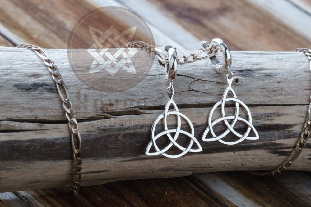 Серьги Триглав серебро 925, женский славянский оберег, Мастерская Ярило