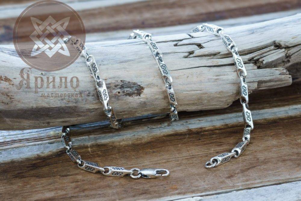 Цепь из серебра Перун Цепь Перун серебро 925, мужская плетёная обережная цепь, Мастерская Ярило